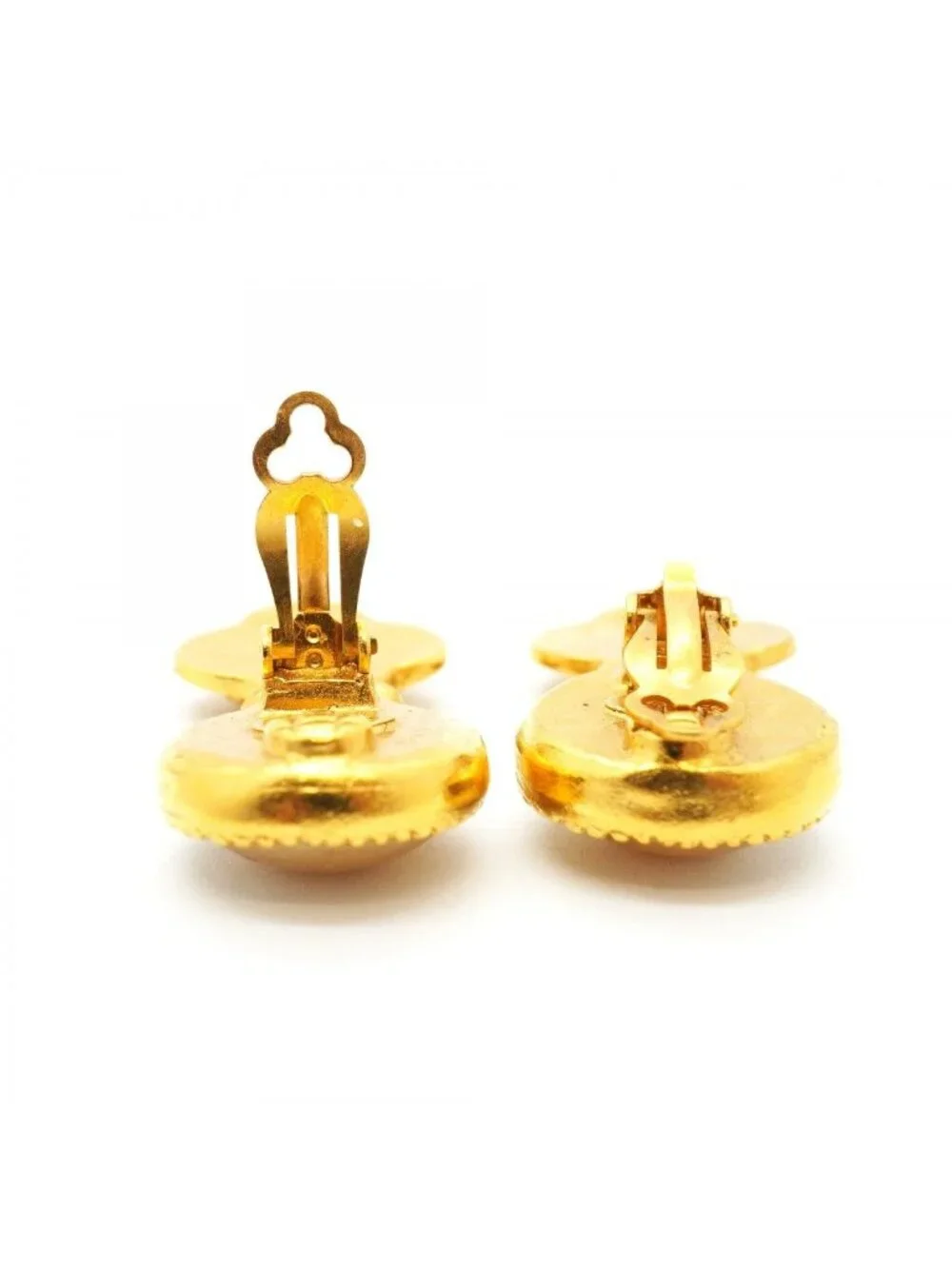 Chanel Earrings Vintage CC Logo Gold Plated Faux Pearl